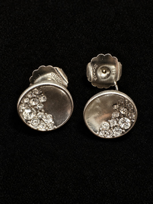 ⚜️ Lia Sophia | Crystal Cluster Disc Stud Earrings | Silver-Tone 💗