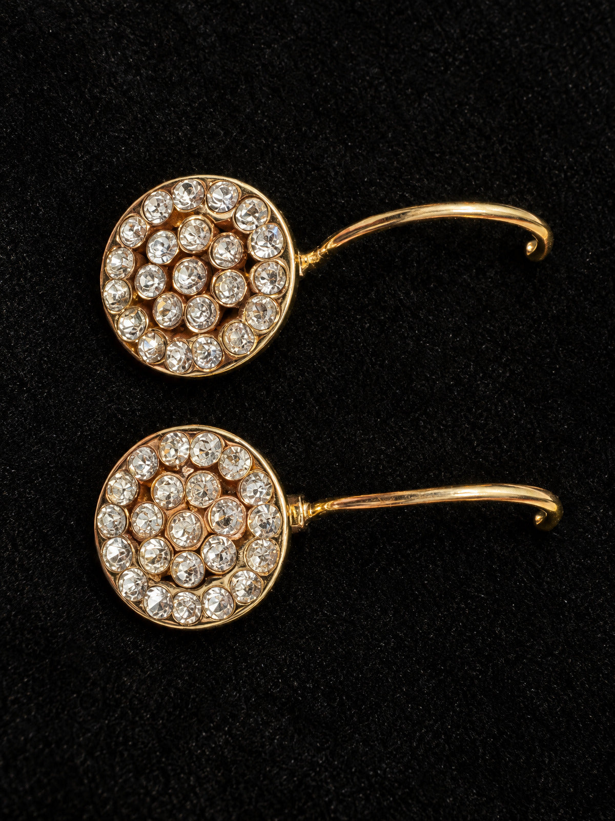 ⚜️ Pavé Crystal Disc Drop Earrings | Gold-Tone Shepherd Hook | Clear 💗