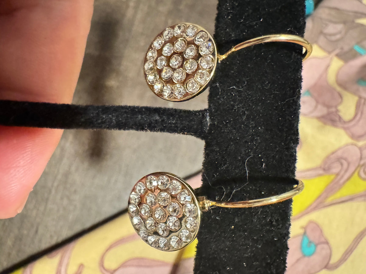 ⚜️ Pavé Crystal Disc Drop Earrings | Gold-Tone Shepherd Hook | Clear 💗 — photo 2