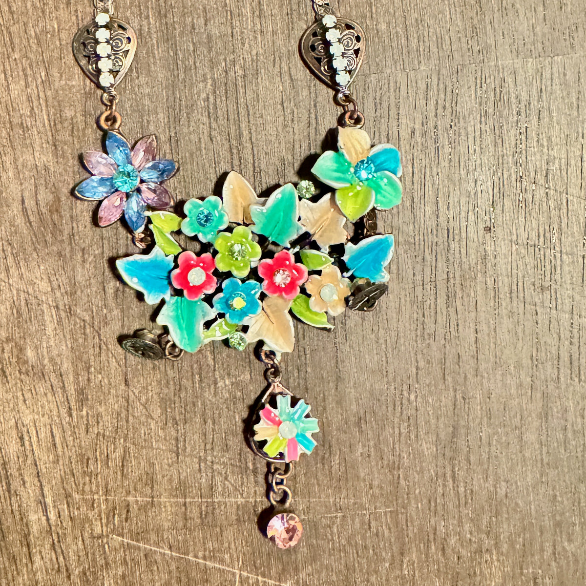 ⚜️ Enamel Flower Bib Necklace | Statement Pendant | Multicolor 💗 — photo 2