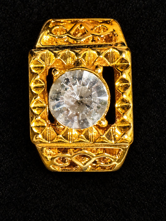 ⚜️ Gold-Tone Square Statement Ring | Filigree Crystal Center | Size 9 💗