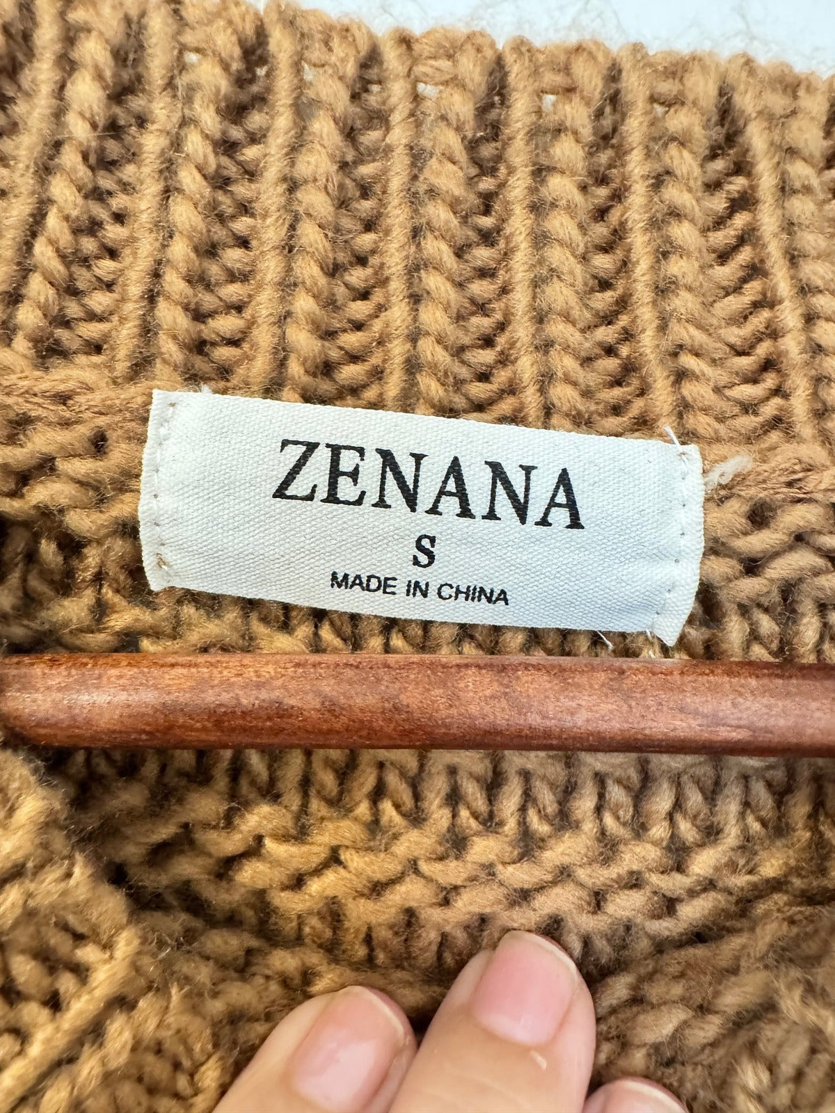 Zenana Cable Knit Sweater · Very Oversized · S Camel — photo 2