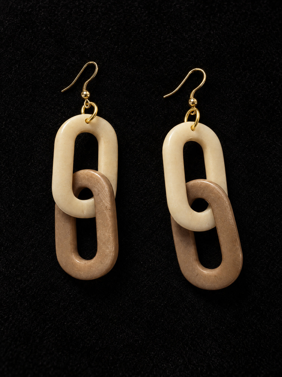 NWT Tagua by Soraya Cedeno · Chain-Link Drop Earrings · Cream & Taupe