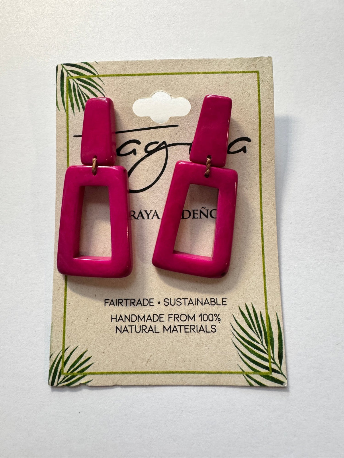 NWT Tagua by Soraya Cedeno · Drop Earrings · Hot Pink Geometric NWT — photo 2
