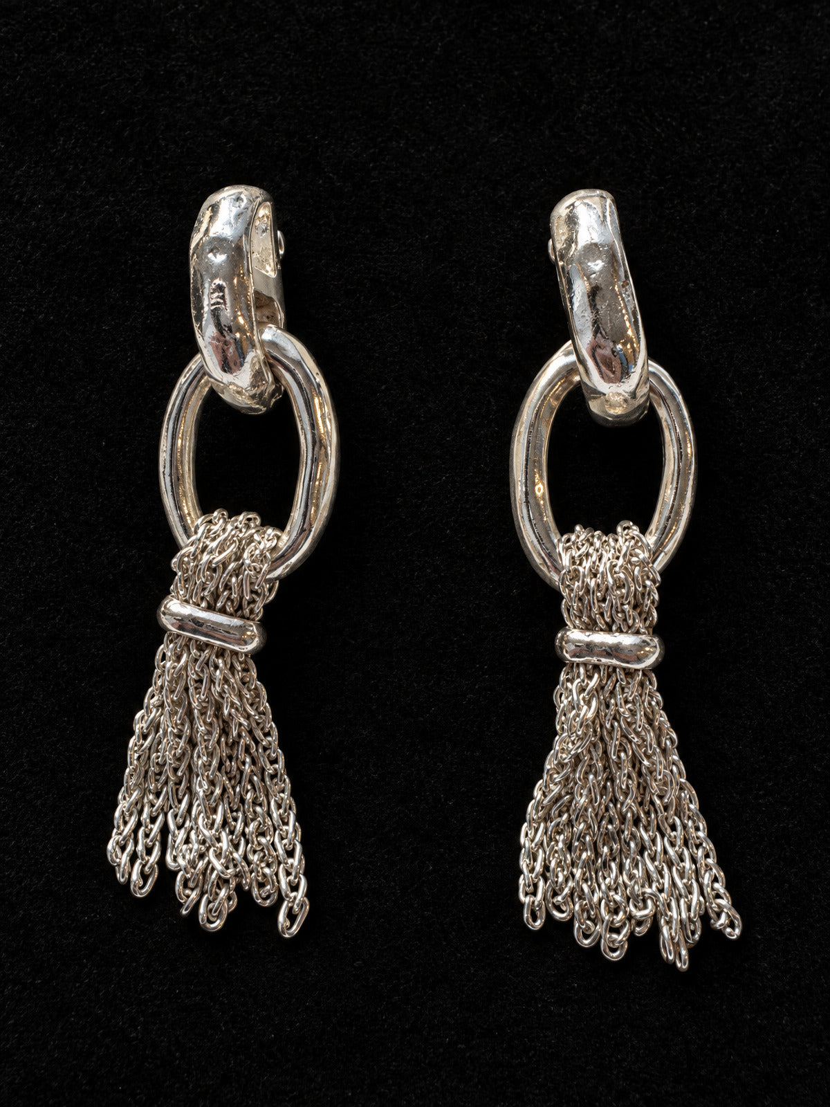 NWT Dana Buchman · Silver-Tone Chain Tassel Clip-On Drop Earrings