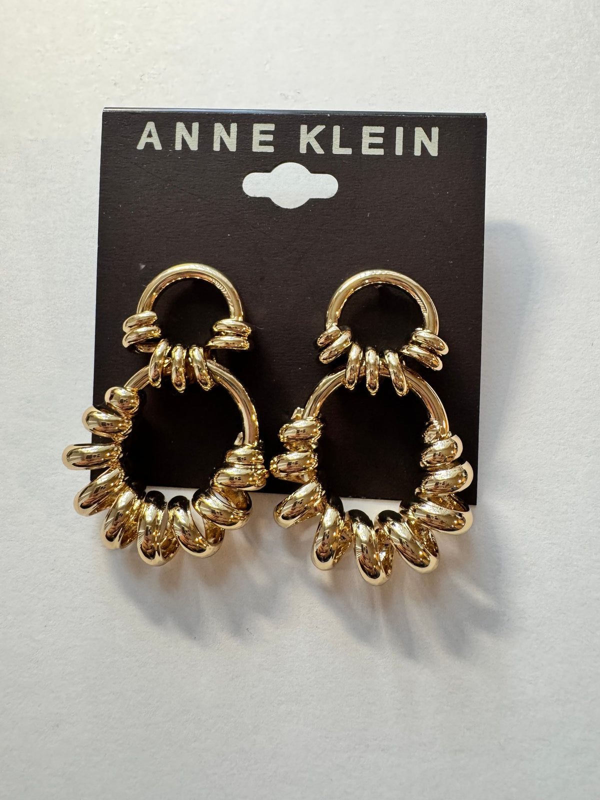 NWT Anne Klein Earrings · Gold-Tone Double Hoop Drop · NWT — photo 2