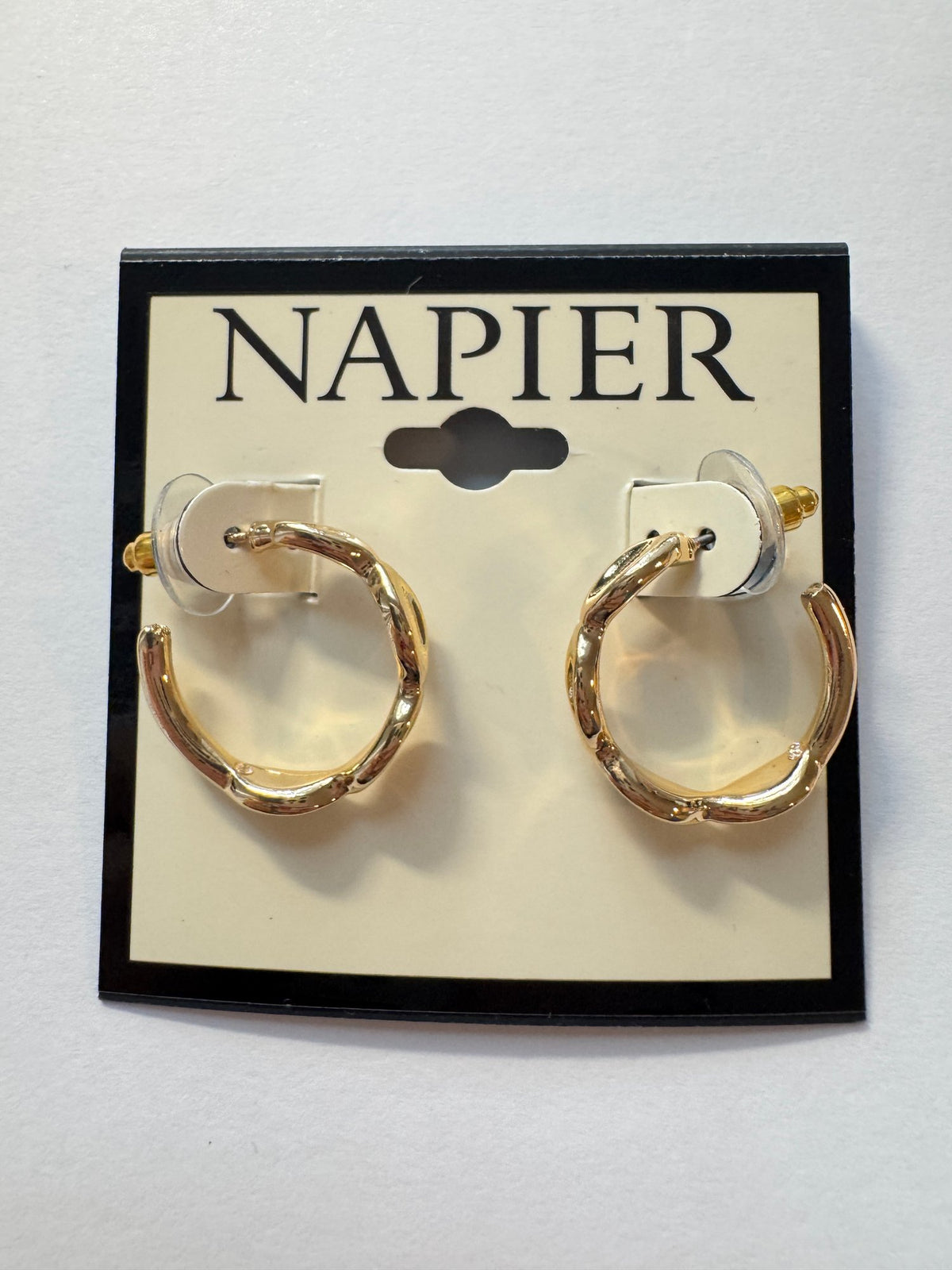 NWT Napier · Gold-Tone Hoop Earrings · Hammered Organic Texture — photo 2