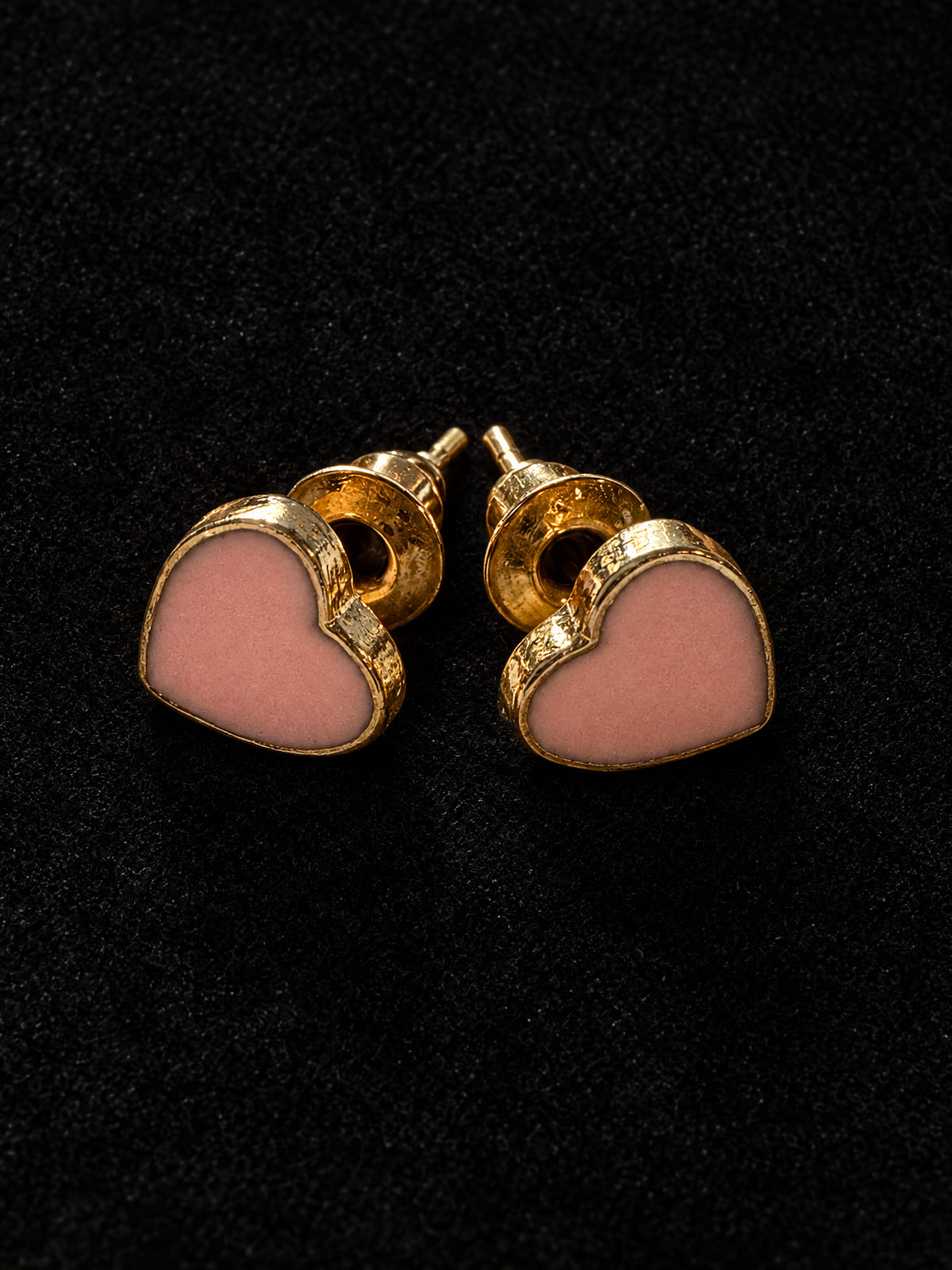 Heart Stud Earrings · Pink Enamel & Gold-Tone · Studs