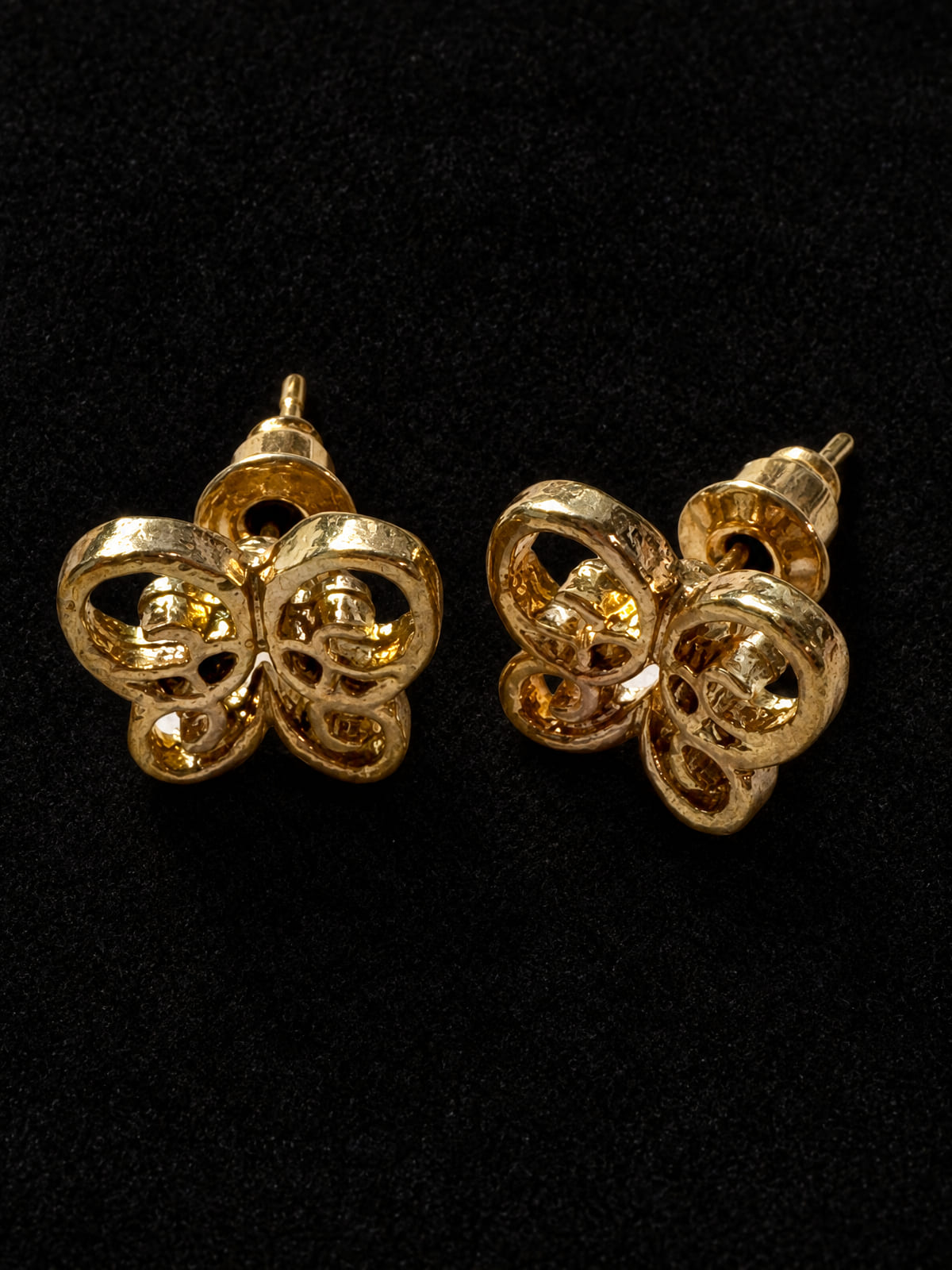Gold-Tone Studs · Open-Work Butterfly Screw-Back Earrings