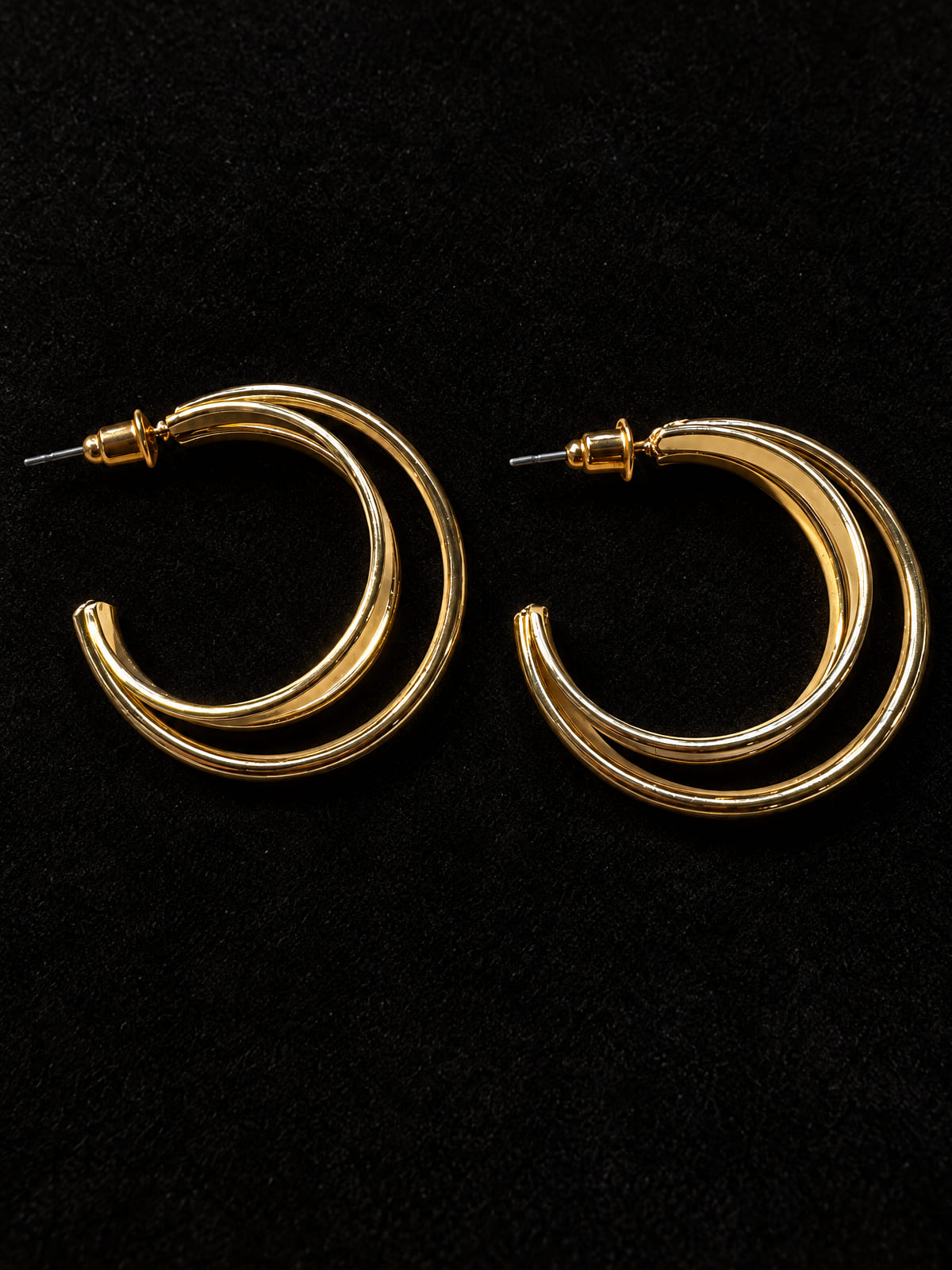 Triple Hoop Earrings · Gold-Tone Statement · Post Back