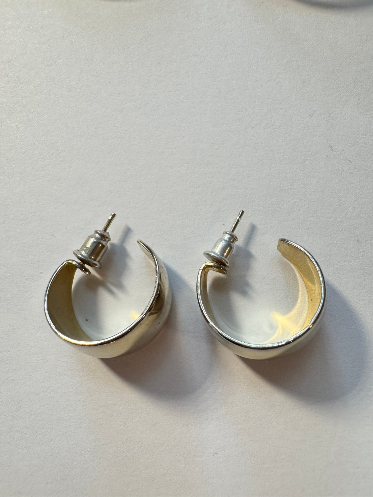 Gold-Tone Hoop Earrings · Wide Band Statement · Post & Back — photo 2