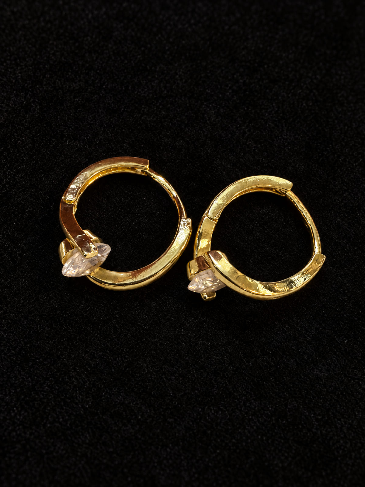 Gold-Tone Hoop Earrings · Marquise Crystal Huggie · Clear