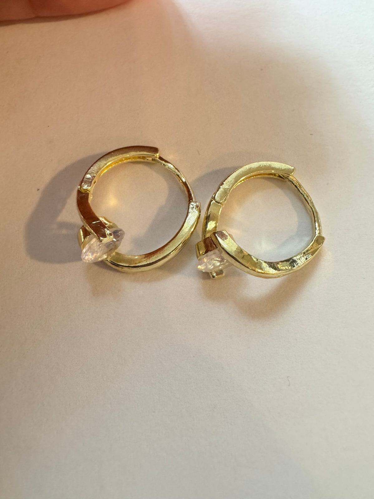 Gold-Tone Hoop Earrings · Marquise Crystal Huggie · Clear — photo 2