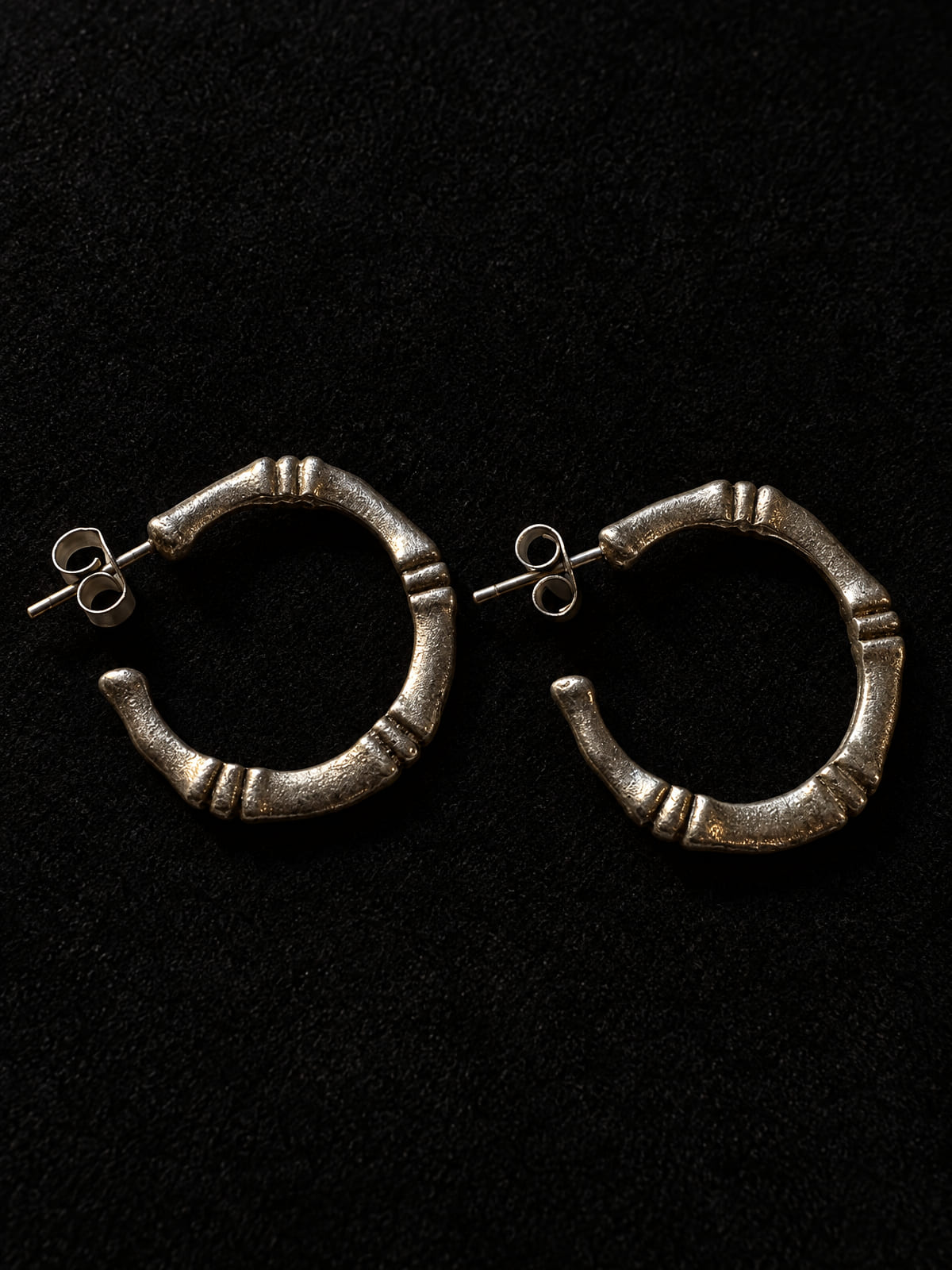 Chunky Hoop Earrings · Bamboo-Style Silver-Tone · Post Back