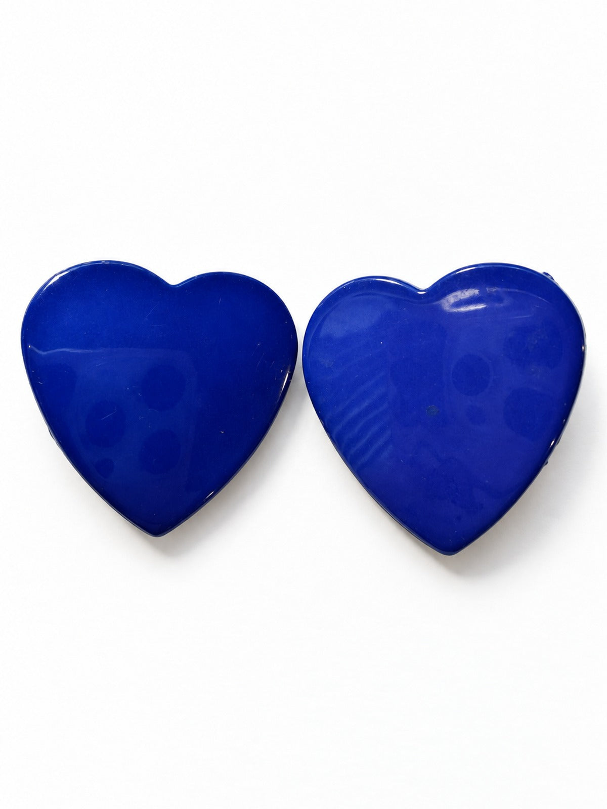 Heart Vintage Plastic Earrings · Statement · Cobalt Blue Platic Post-Back