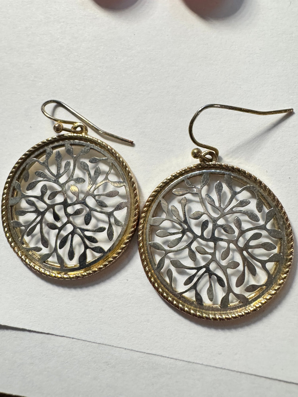 Dangle Earrings · Boho Two-Tone Branch & Leaf Filigree · Hook — photo 2