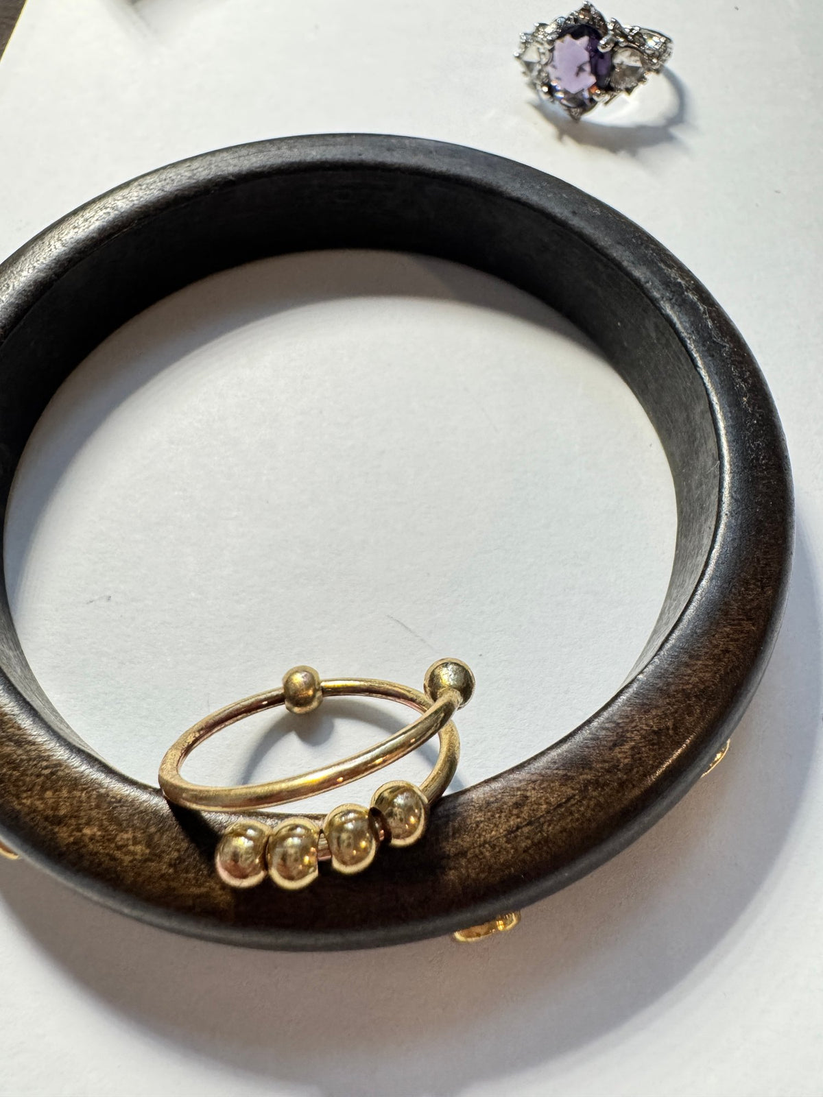 Gold-Tone Spinner Ring · Sliding Bead Band · Size 7 — photo 3