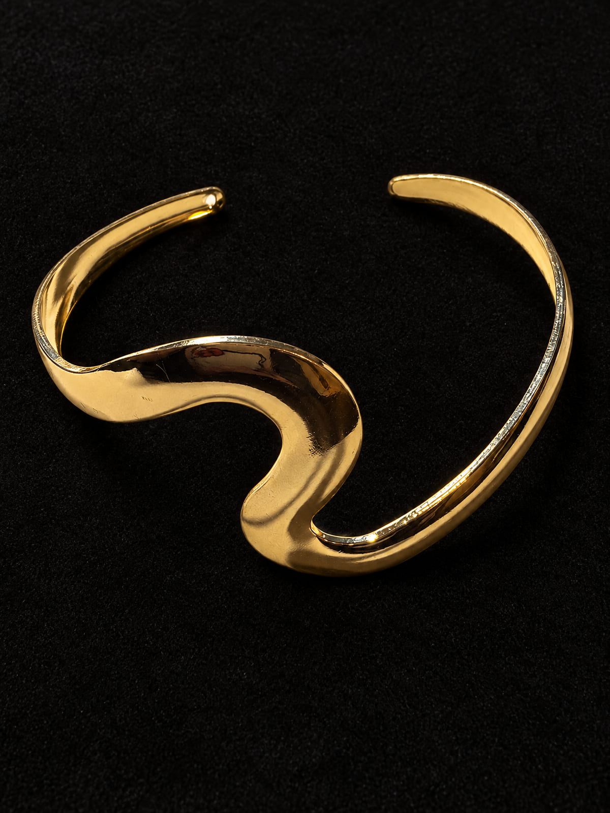 Gold-Tone Cuff · Sculptural Wave Open Bangle · Statement Bracelet