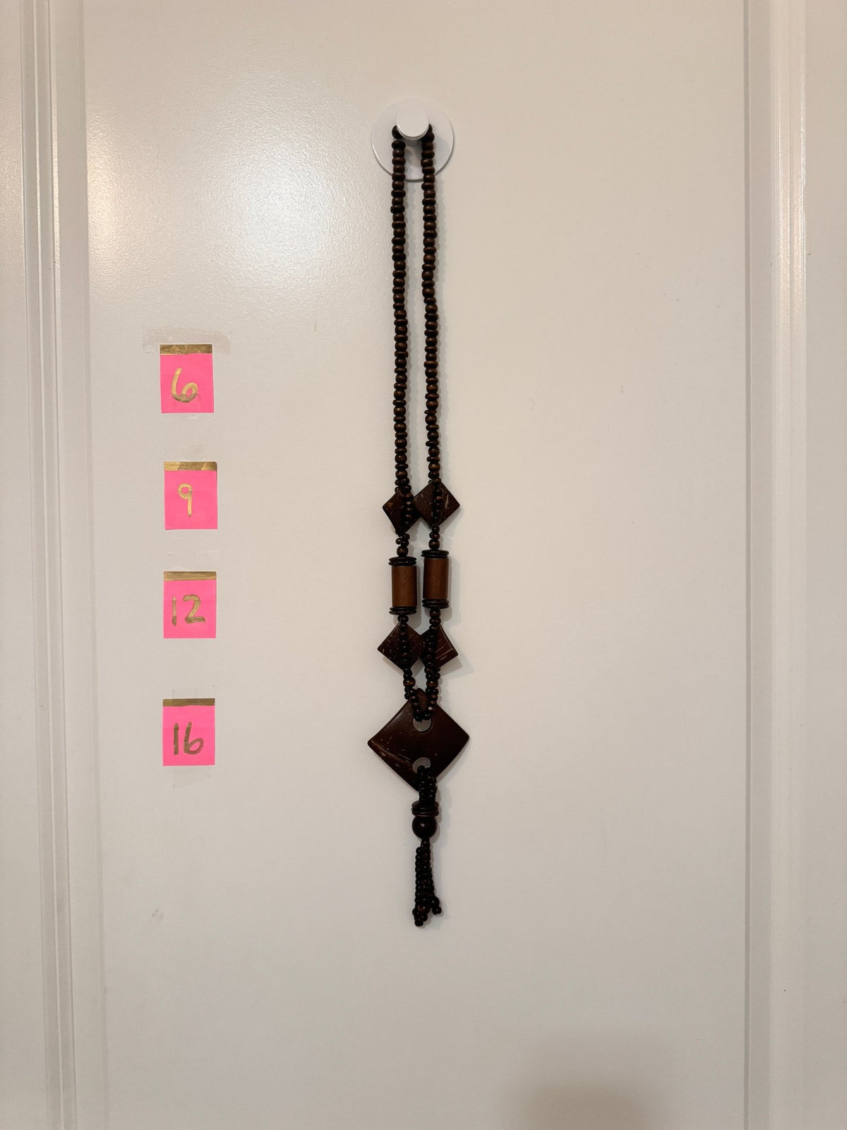 Wood-Look Bead Necklace · Boho Statement · Dark Brown Carved — photo 2