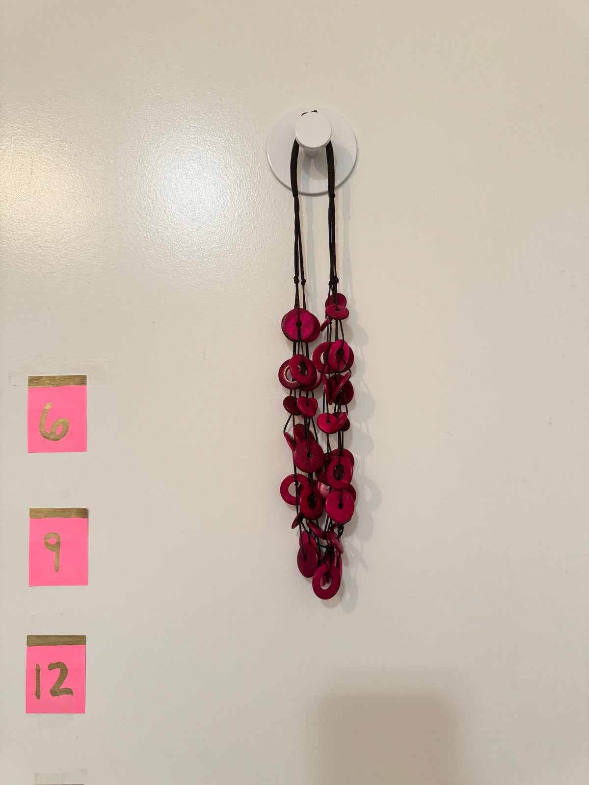 Fuchsia Shell-Look Disc Multi-Strand Necklace · Boho · Magenta — photo 2