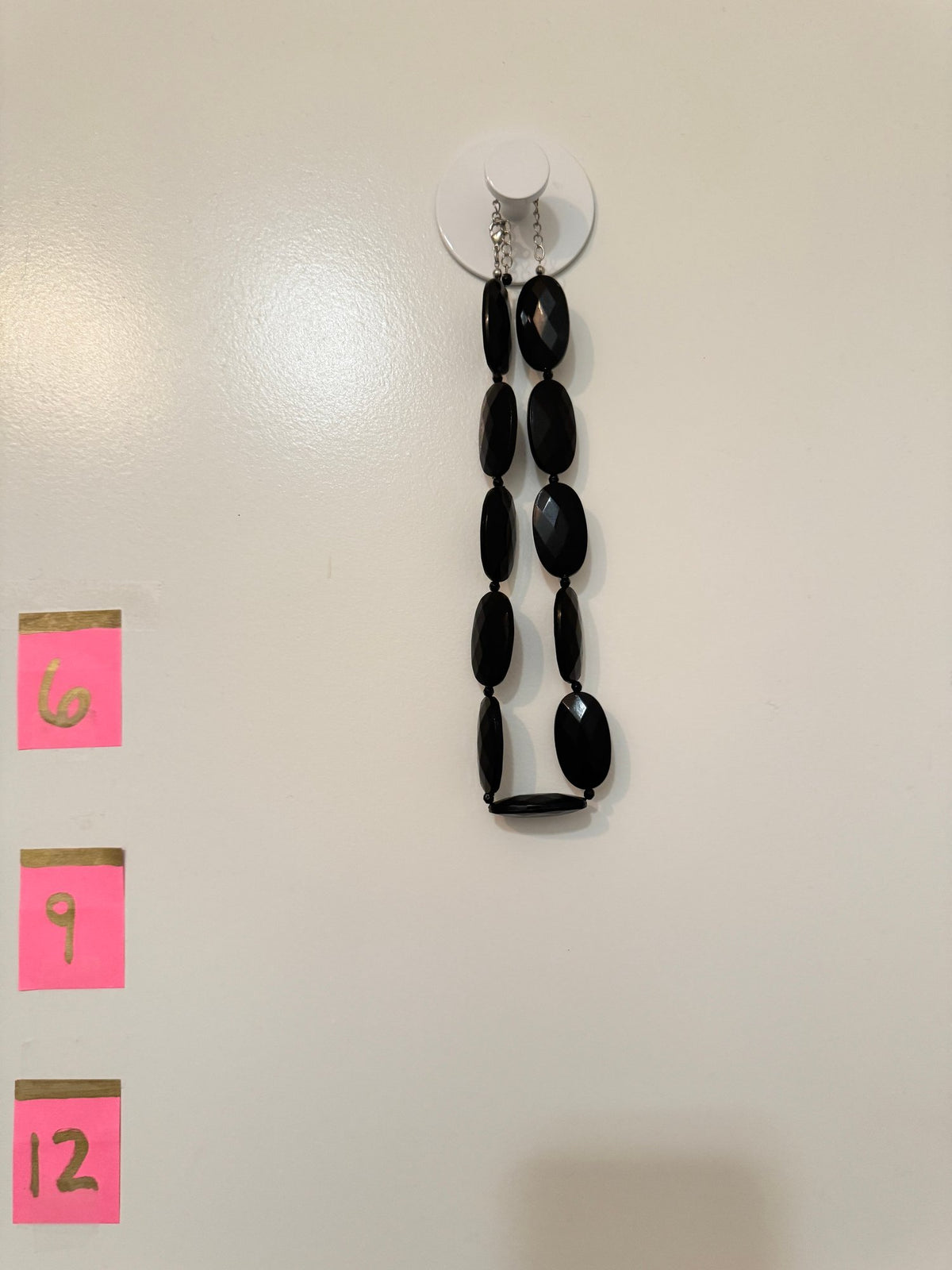 Black Oval Bead Necklace · Bold Statement · Silver-Tone Chain — photo 2
