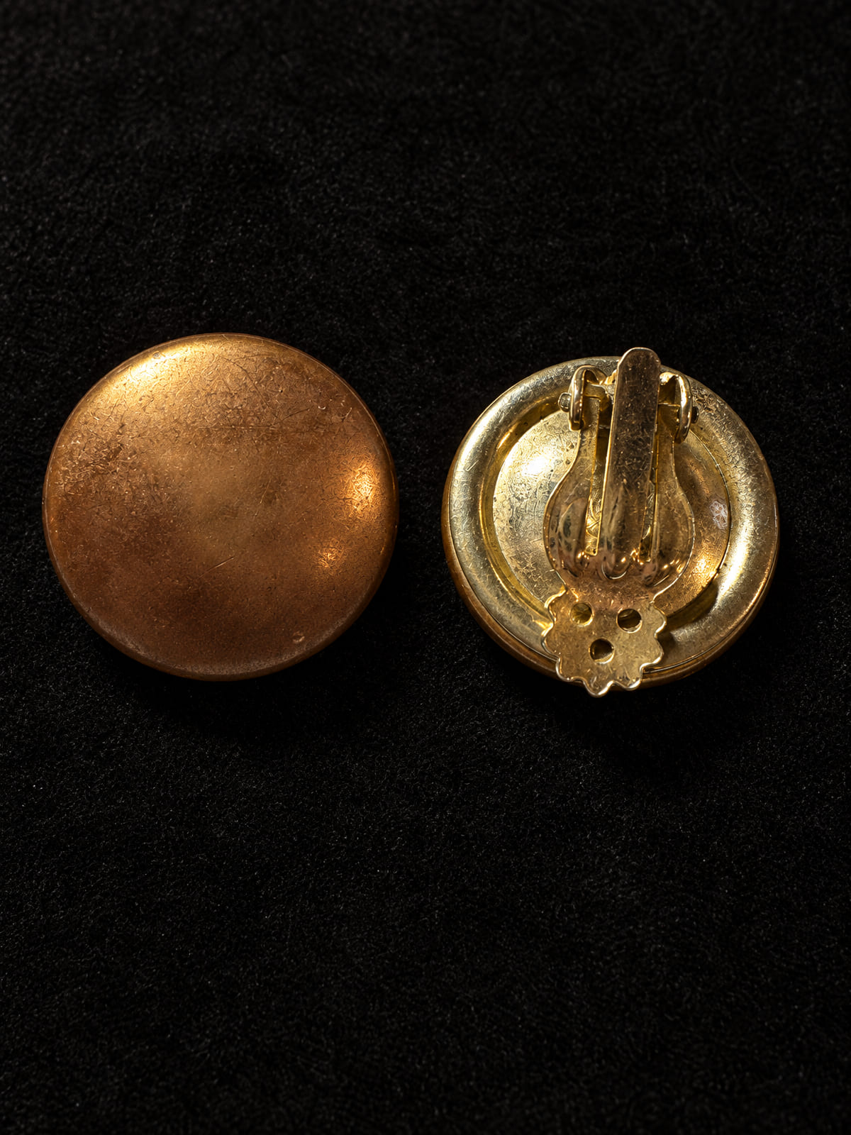 Gold-Tone Dome Clip-On Earrings · Bold Round Statement · Warm Matte