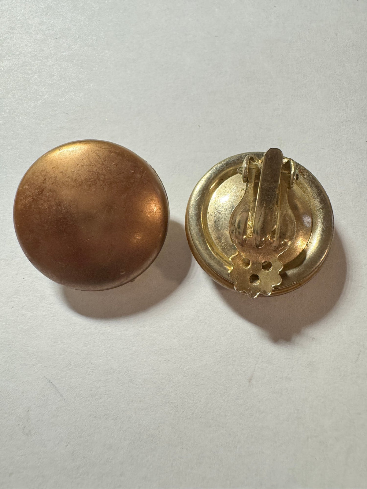 Gold-Tone Dome Clip-On Earrings · Bold Round Statement · Warm Matte — photo 2