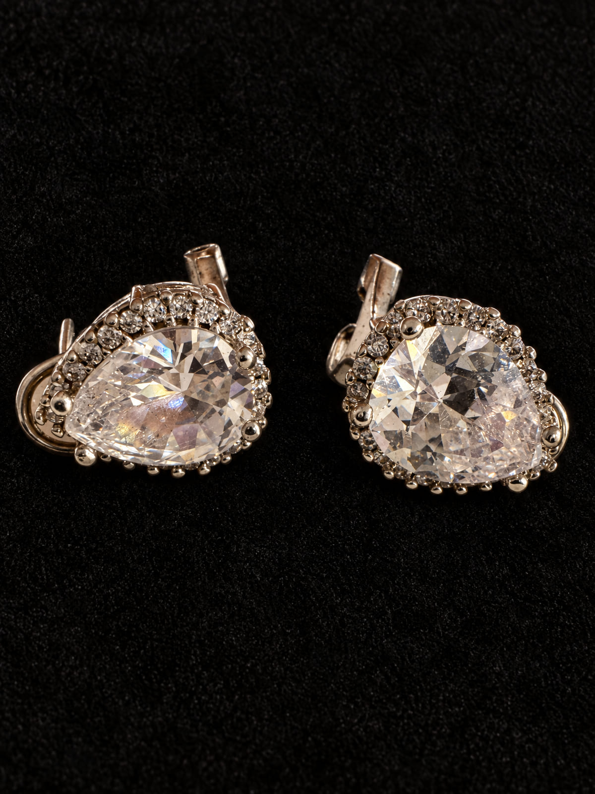 Silver-Tone crystal-look Halo Clip-On Earrings · Statement · Clear