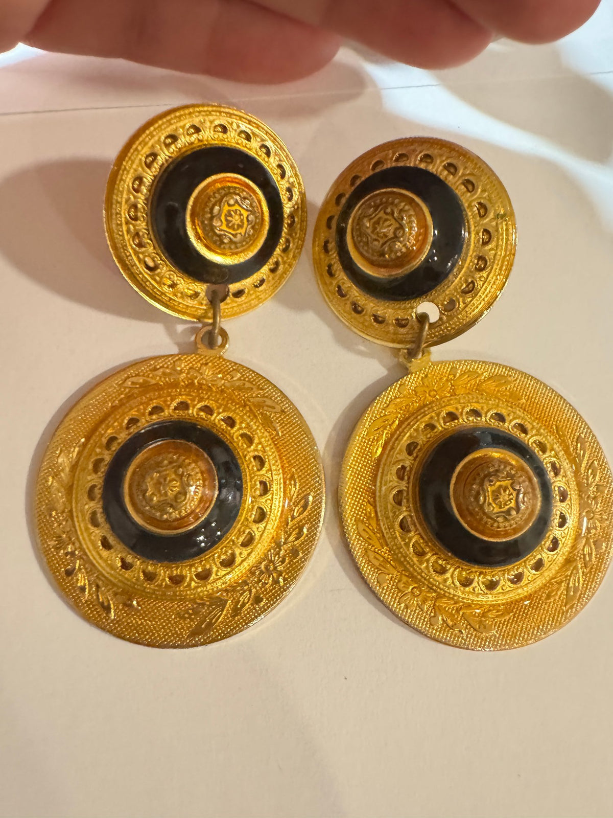Patti Horn · Victorian-Style Drop Clip-On Earrings · Gold-Tone & Black — photo 3