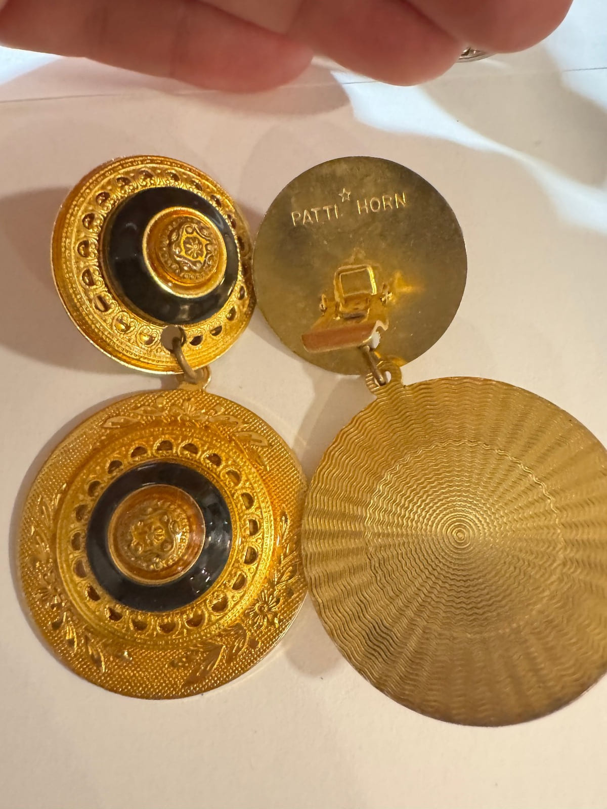 Patti Horn · Victorian-Style Drop Clip-On Earrings · Gold-Tone & Black — photo 2