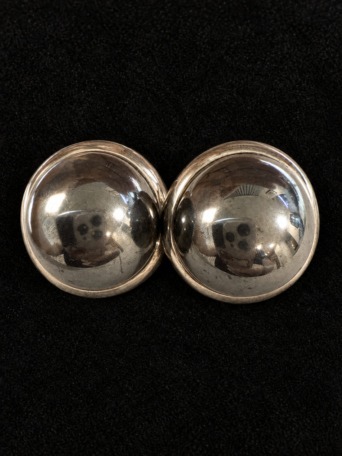 Silver-Tone Dome Clip-Ons · Bold Round Button Earrings