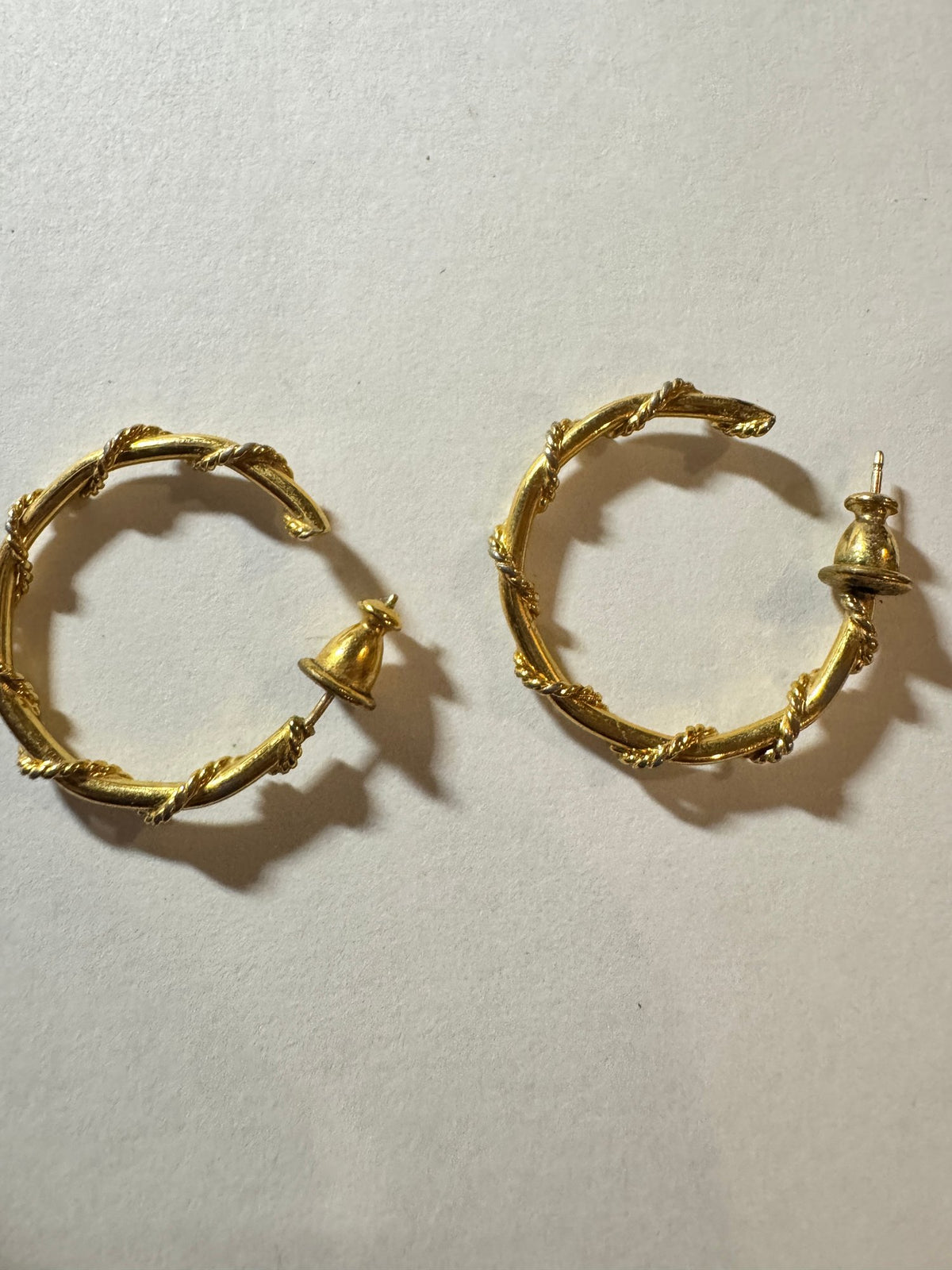 Gold-Tone Rope-Wrap Hoop Earrings · Classic · Post-Back — photo 2