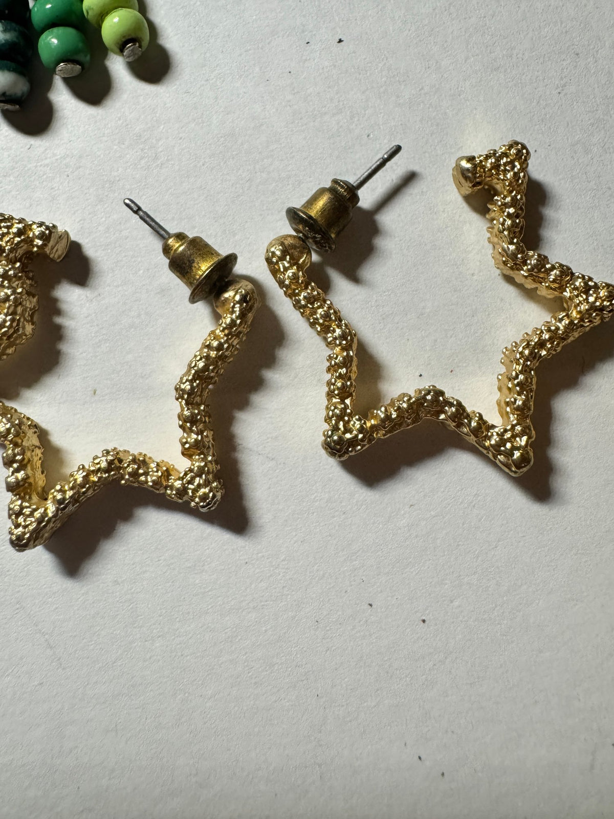 Star Hoop Earrings · Gold-Tone Textured Statement · Studs — photo 2