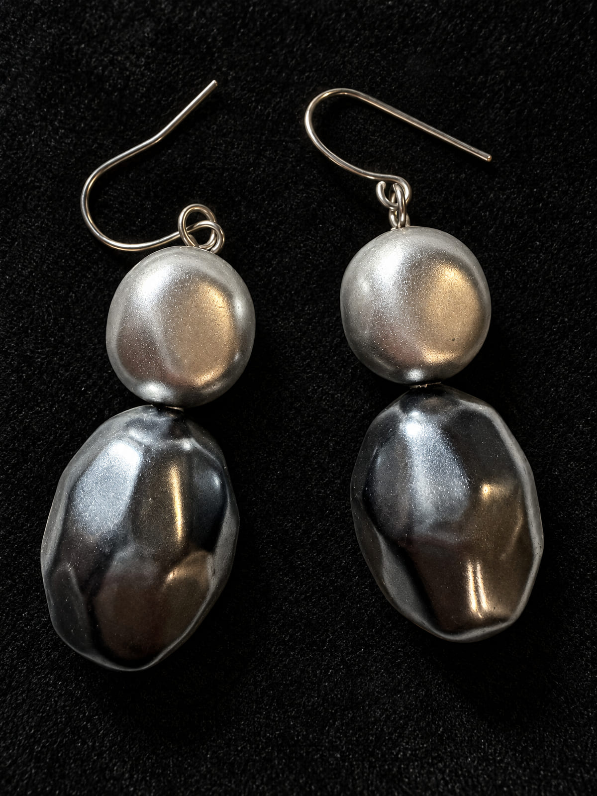 Dangle Earrings · Silver-Tone & Charcoal Baroque Bead Drop
