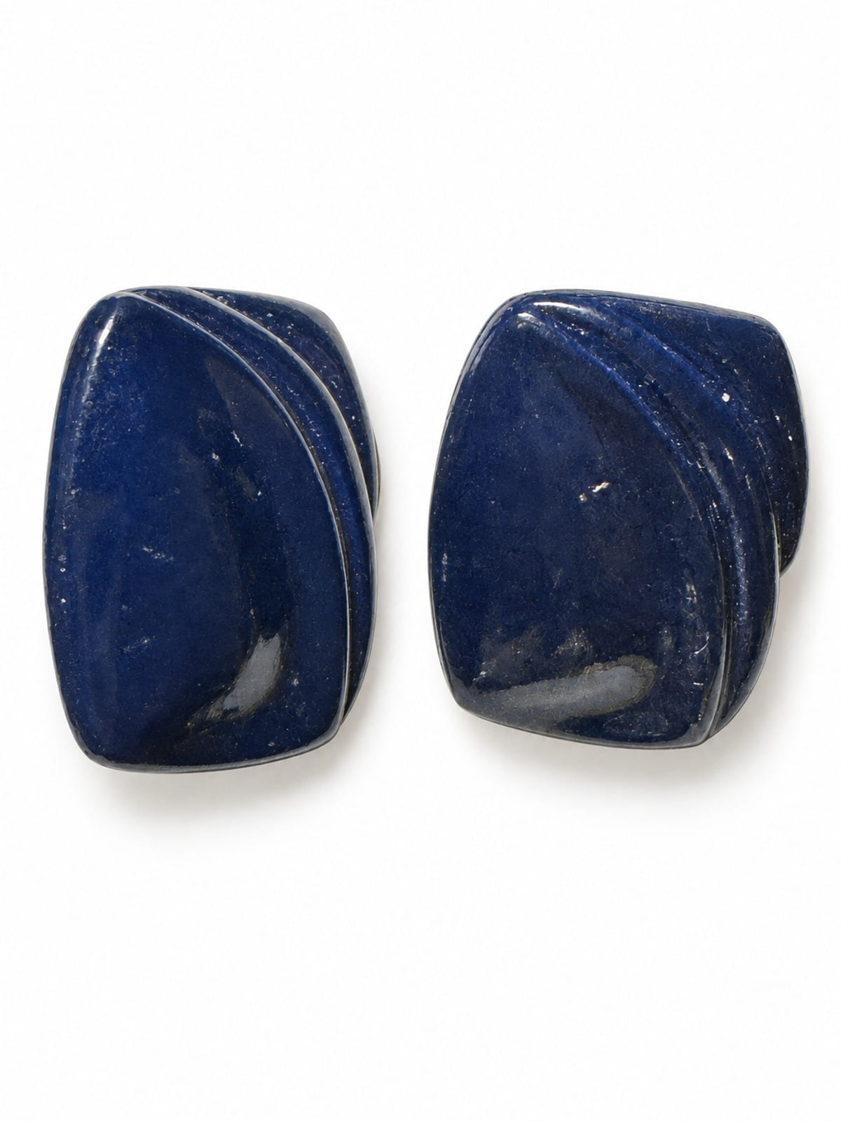 Navy Blue Carved Cabochon · Statement Clip-On Earrings · Bold