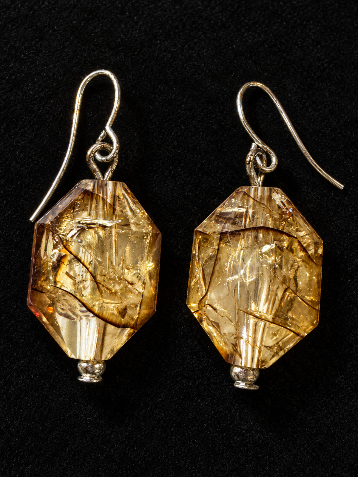 Faceted Crystal Glass Dangles · Champagne-Gold-Tone · Silver-Tone Hooks
