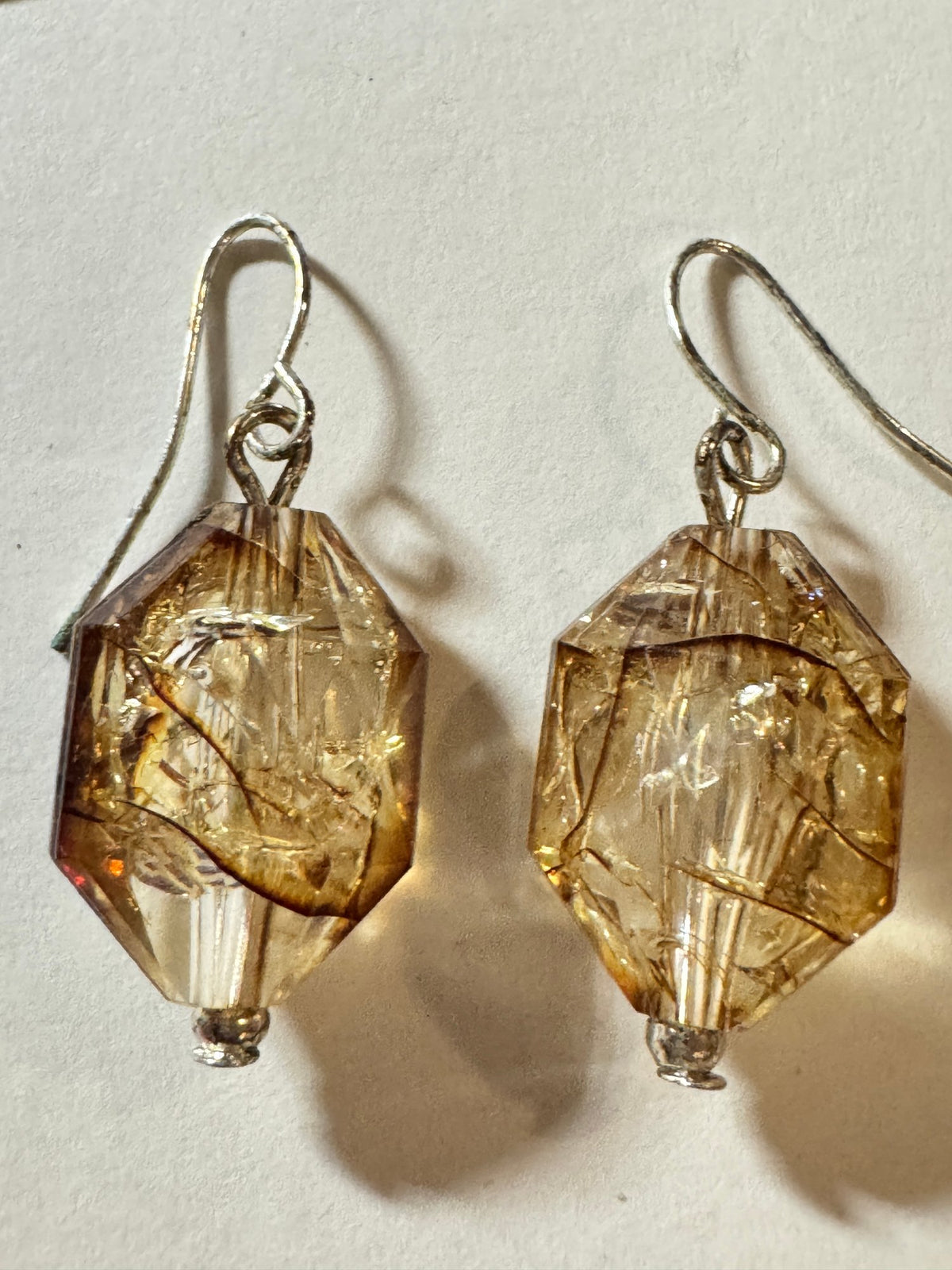 Faceted Crystal Glass Dangles · Champagne-Gold-Tone · Silver-Tone Hooks — photo 2