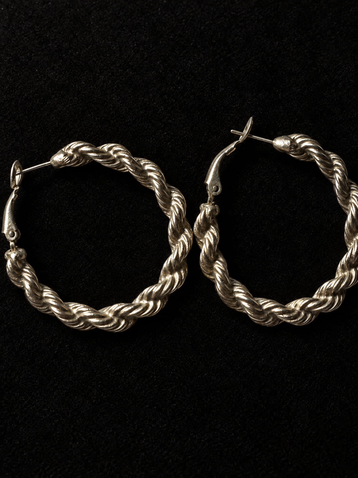 Twisted Rope Hoop Earrings · Silver-Tone · Latch-Back