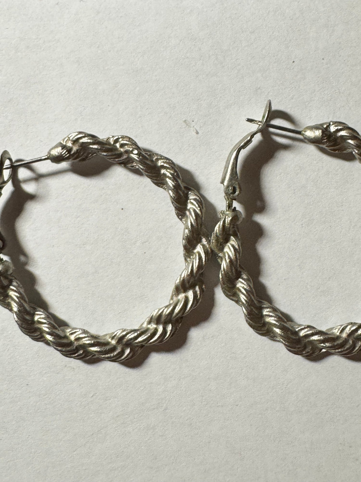 Twisted Rope Hoop Earrings · Silver-Tone · Latch-Back — photo 2