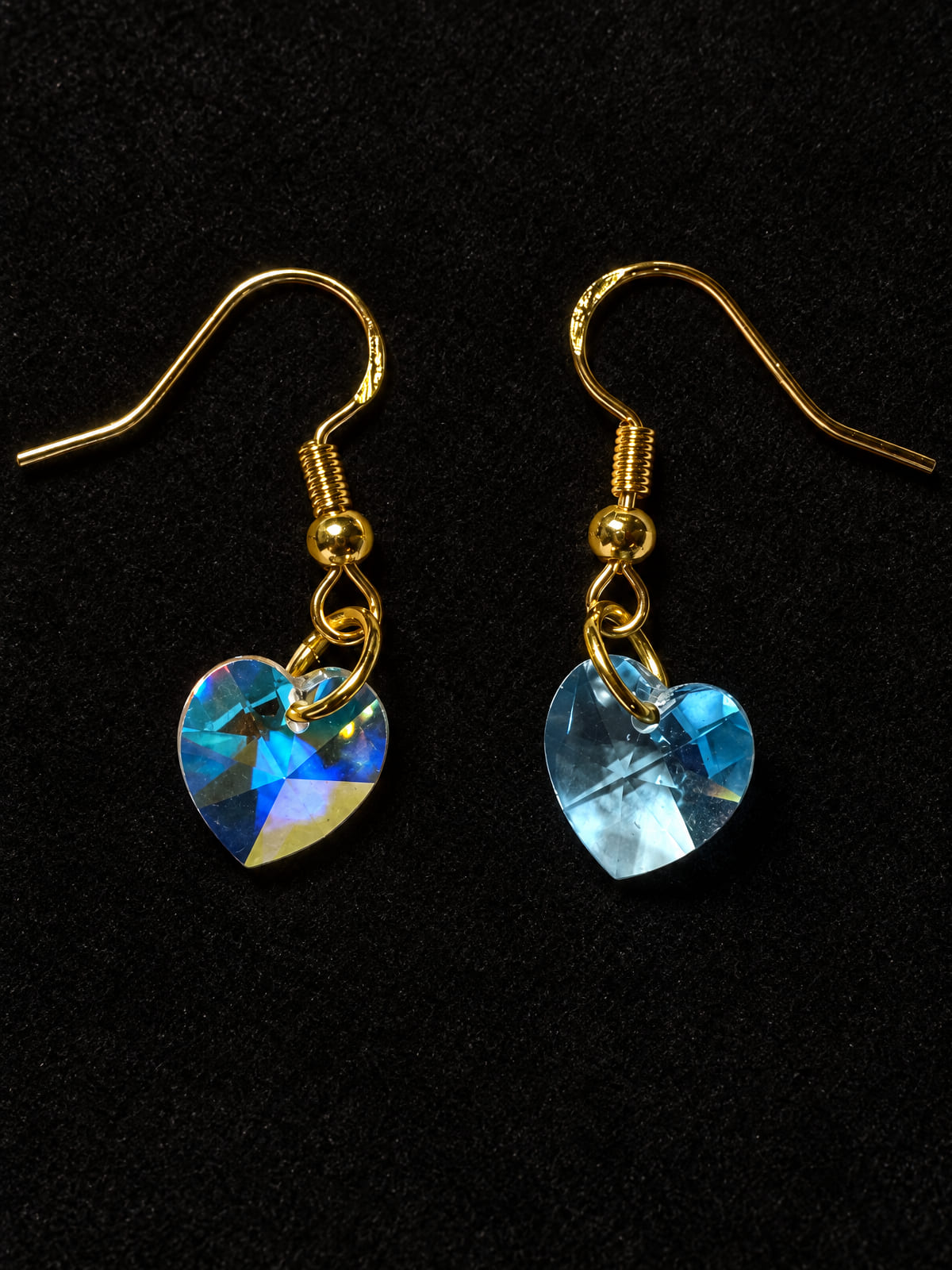 Heart Crystal Dangles · Blue Aurora · Gold-Tone Fish-Hook Earrings