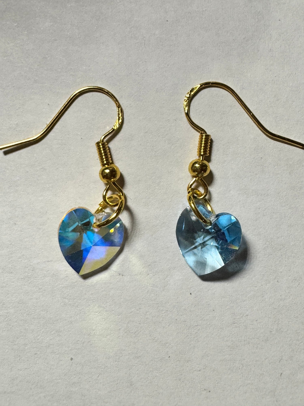 Heart Crystal Dangles · Blue Aurora · Gold-Tone Fish-Hook Earrings — photo 2