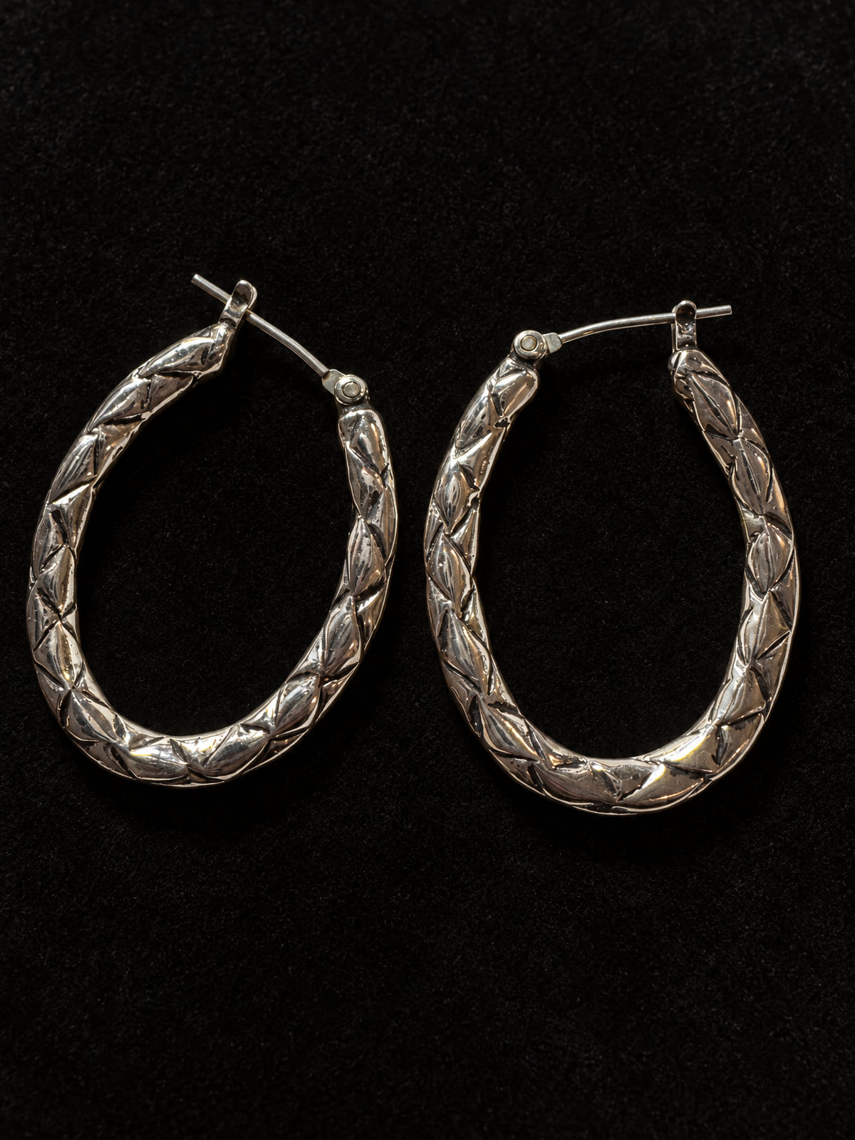 Silver-Tone Oval Hoops · Diamond Lattice · Latch-Back