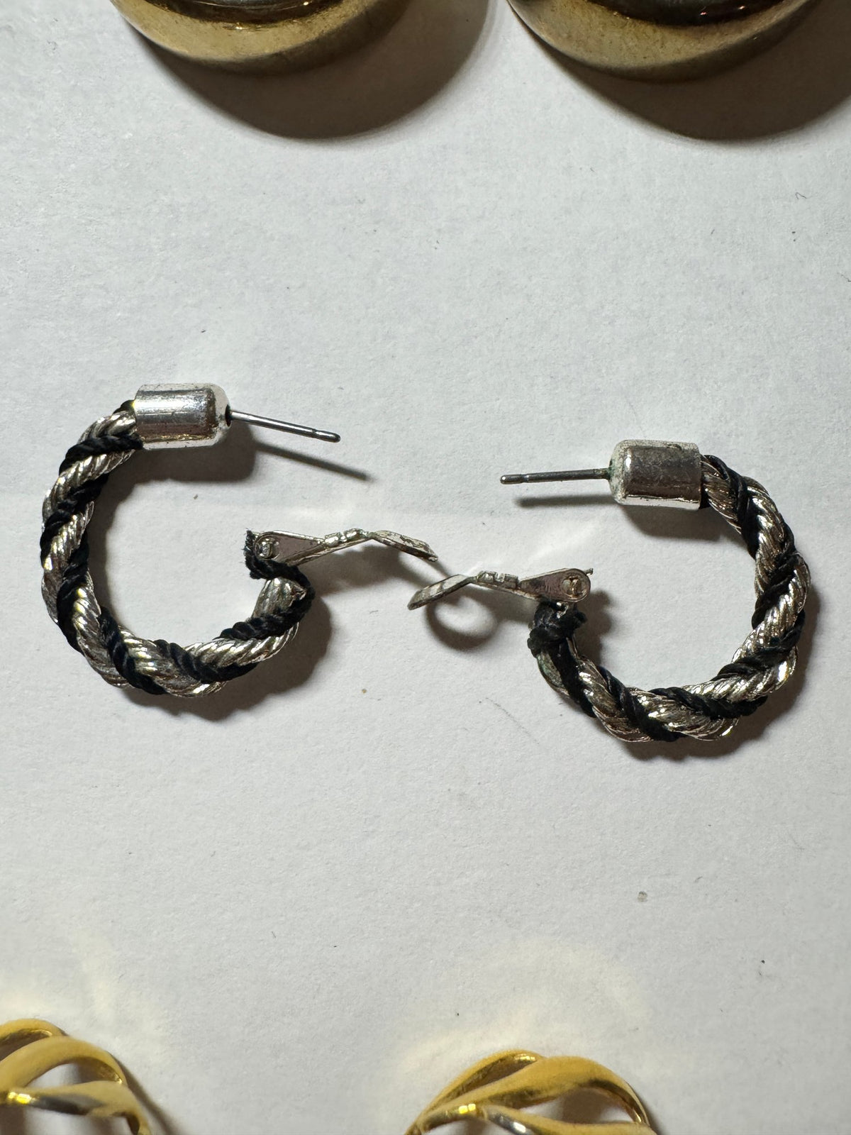 Silver-Tone & Black Rope Twist Hoop Earrings · Post — photo 2