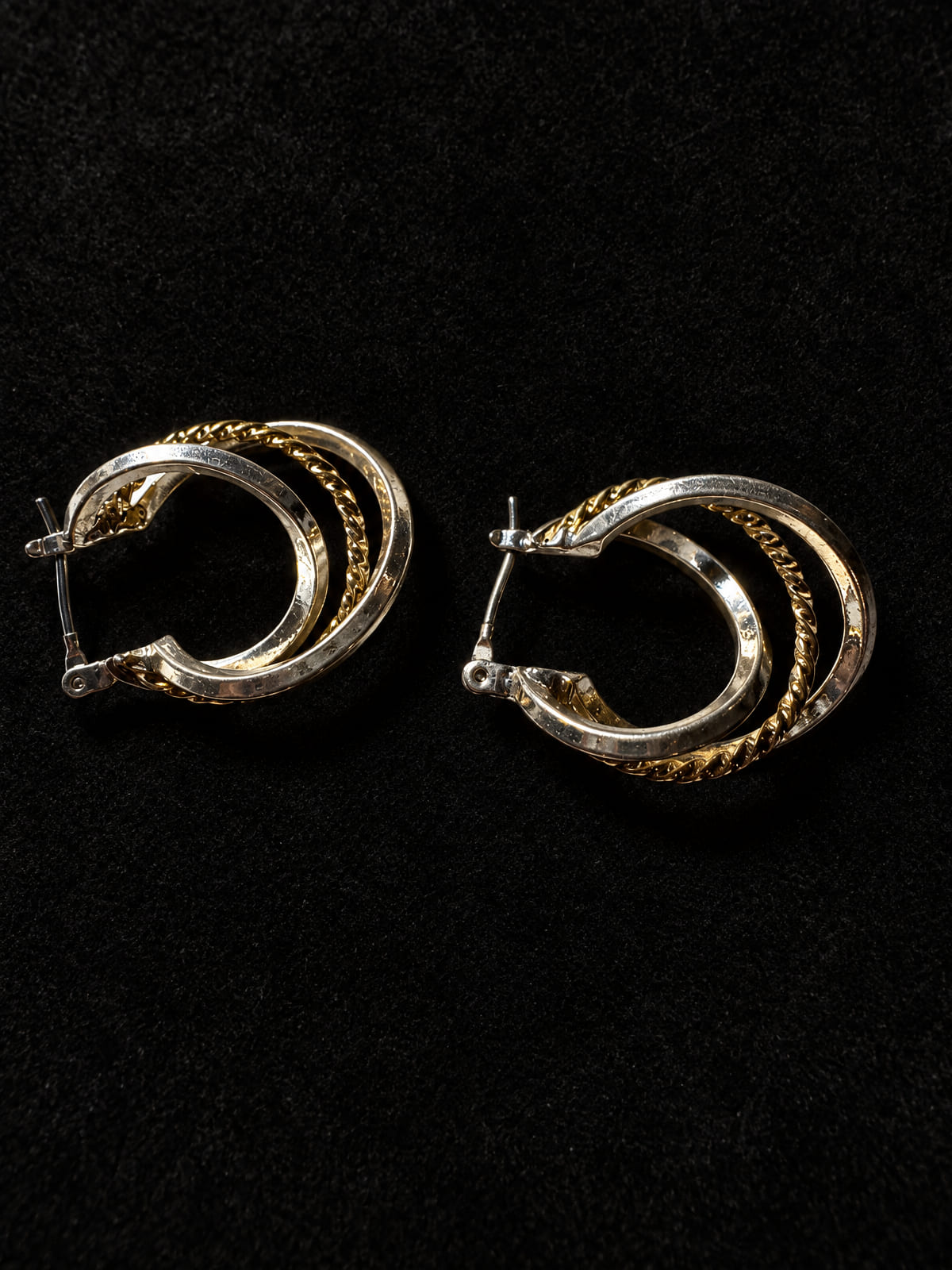 Triple Hoop Earrings · Two-Tone Gold-Tone & Silver-Tone · Twisted Rope