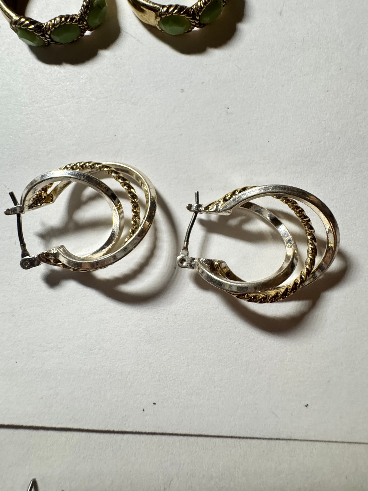 Triple Hoop Earrings · Two-Tone Gold-Tone & Silver-Tone · Twisted Rope — photo 2