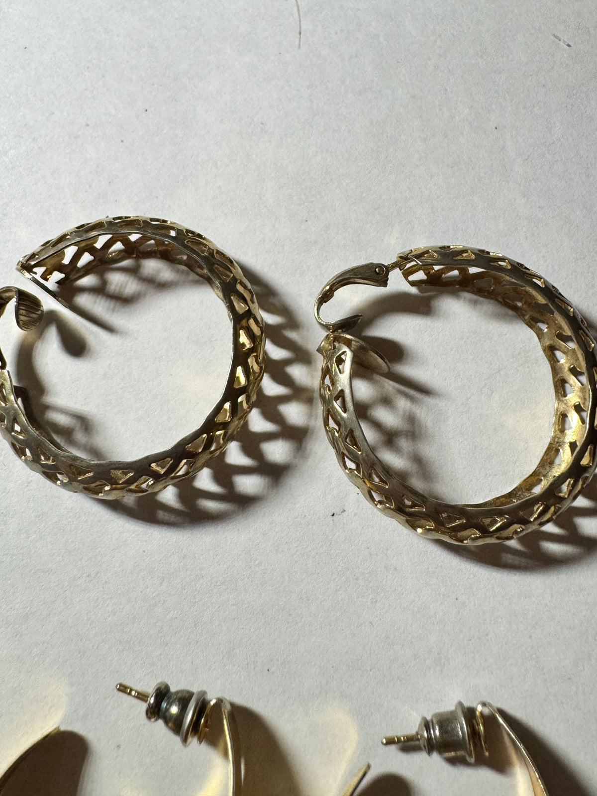 L.R. Segal California · Gold-Tone Lattice Hoop Earrings · Signed — photo 4