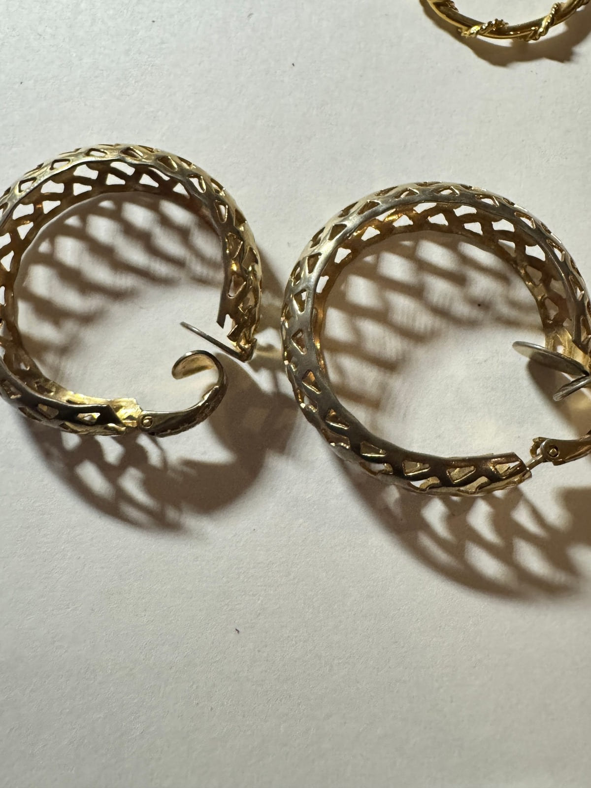 L.R. Segal California · Gold-Tone Lattice Hoop Earrings · Signed — photo 2