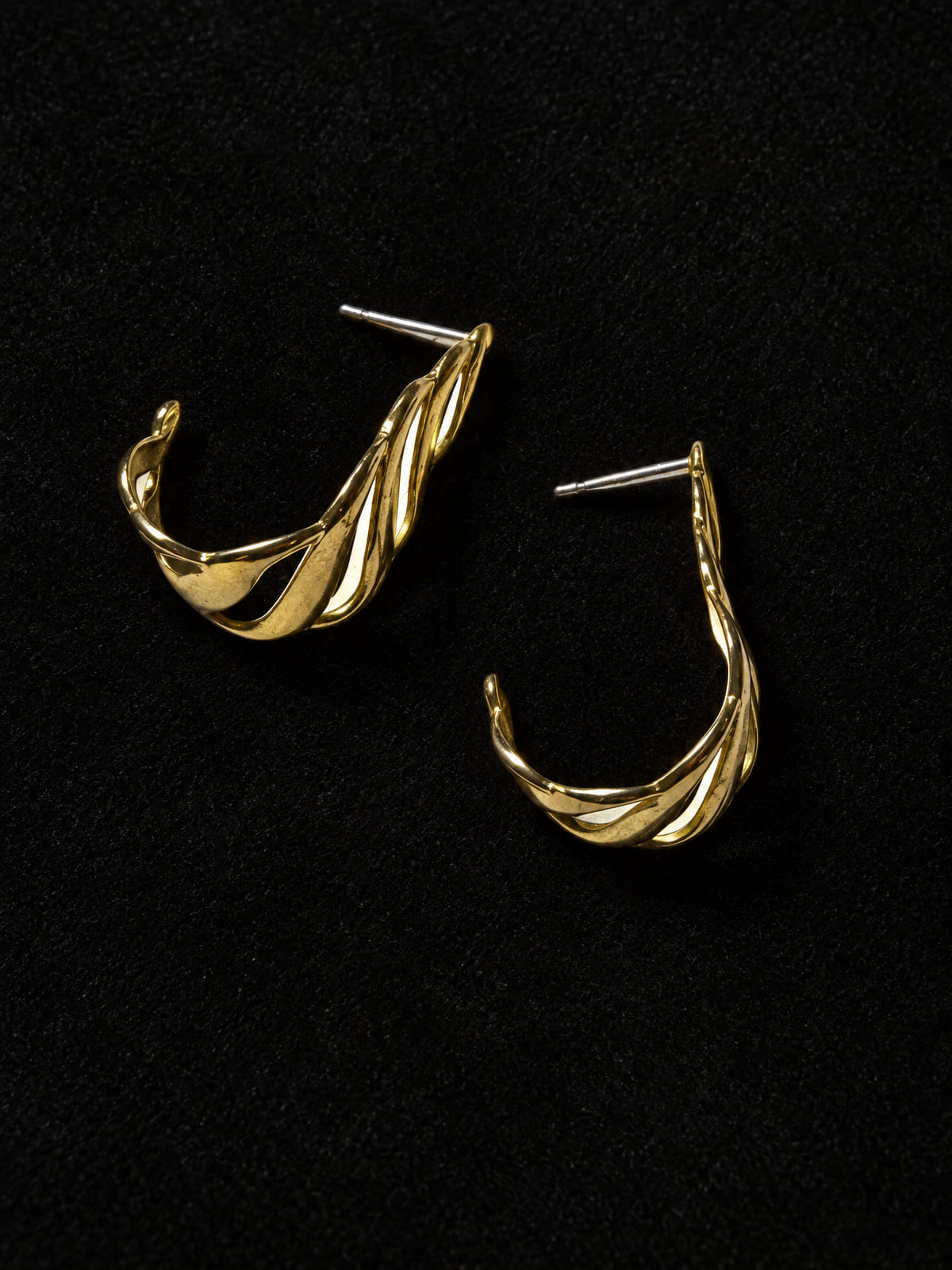 Twisted Ribbon Hoop Earrings · Gold-Tone · Post Back