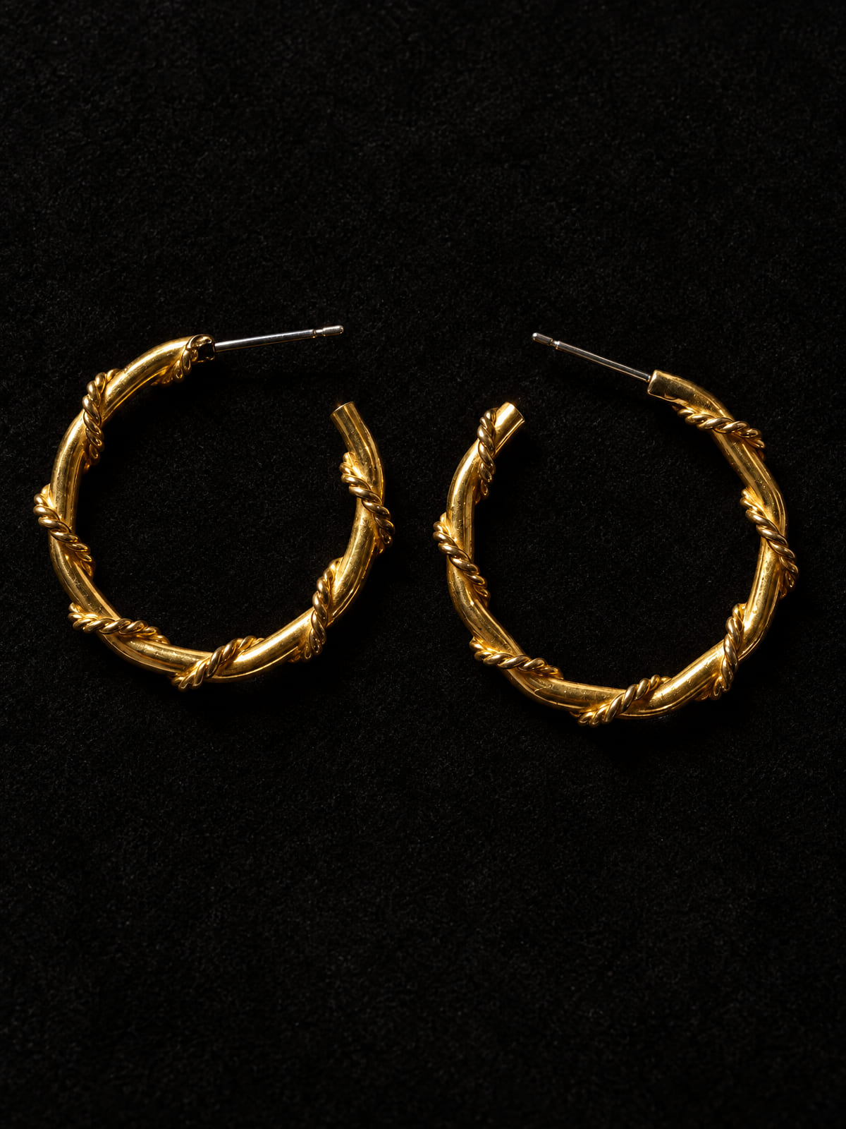Gold-Tone Rope-Twist Hoop Earrings · Statement · Post Back