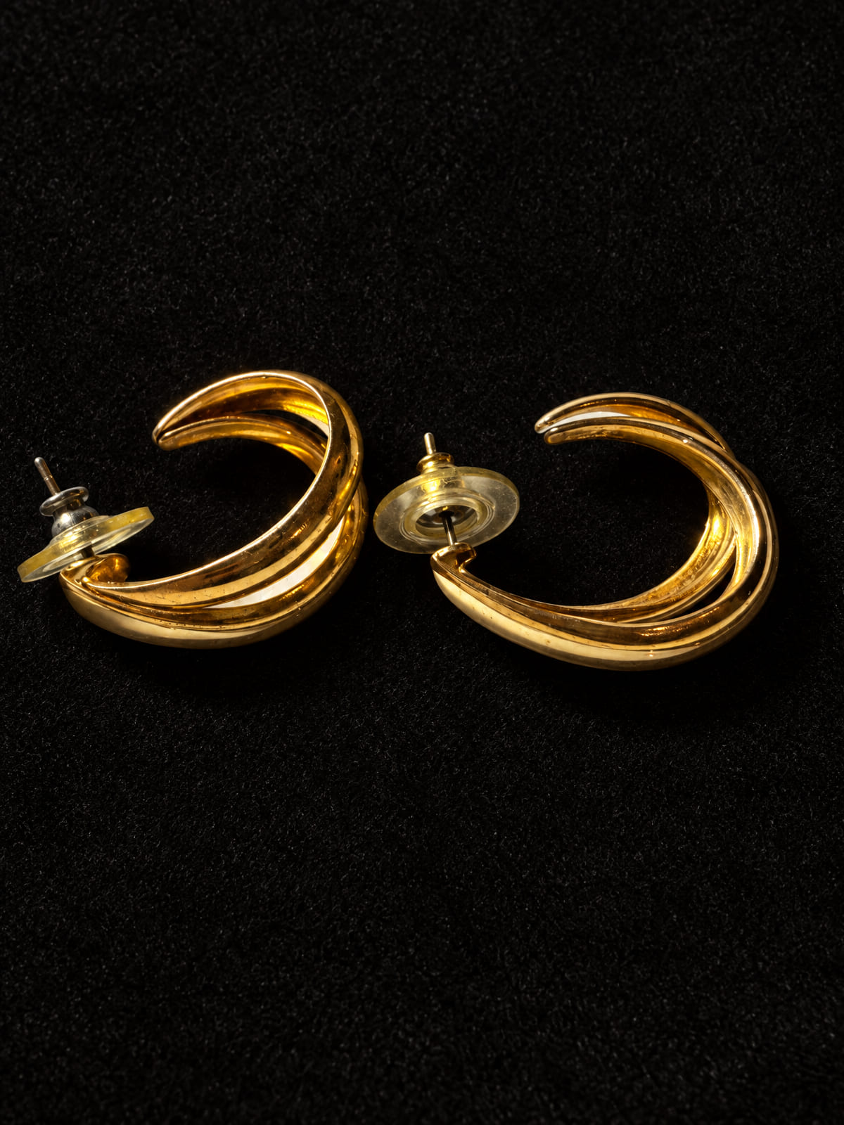 Triple-Band Crescent Hoops · Gold-Tone · Push-Back Posts